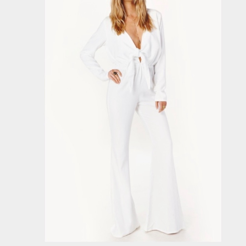 Stone Cold Fox Stardust bell bottom Jumpsuit in white